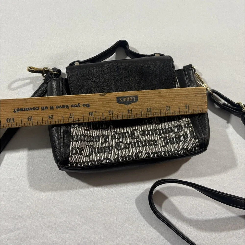 Juicy Couture Purse Women Black Gray Y2K The Day Satchel Monogram Crossbody Bag